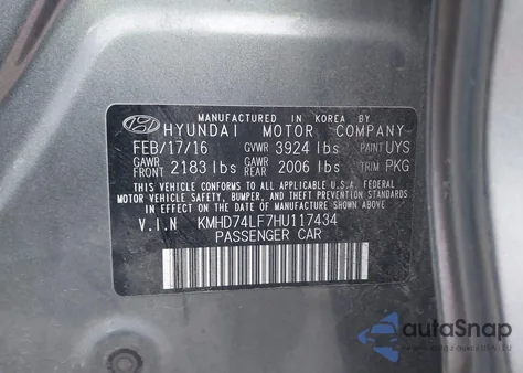 2017 Hyundai Elantra Se из США, поврежденный, VIN KMHD74LF7HU117434